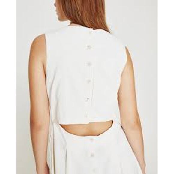 ADRIANO GOLDSCHMIED Libby Button Back Midi Dress w Pockets LINEN White Medium M - Picture 3 of 16